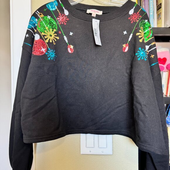 NWT Peach Love Christmas Ornament Crop Sweatshirt - Picture 5 of 5